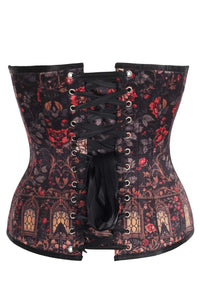 Midnight Bloom Overbust Corset – Gothic Rose & Raven Design