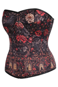 Midnight Bloom Overbust Corset – Gothic Rose & Raven Design
