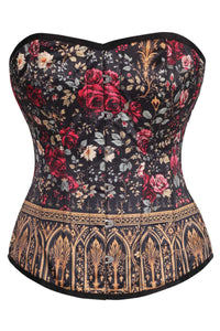 Gothic Rose Garden Overbust Corset with Baroque Gold Detail
