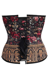 Gothic Rose Garden Overbust Corset with Baroque Gold Detail