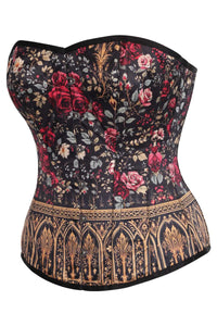 Gothic Rose Garden Overbust Corset with Baroque Gold Detail