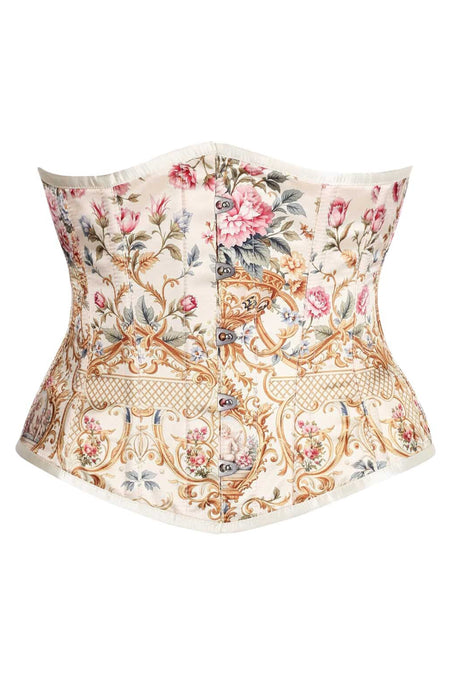 Rococo Garden Underbust Corset – Vintage Floral Brocade with Baroque Charm