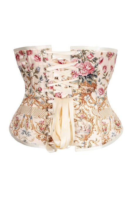 Rococo Garden Underbust Corset – Vintage Floral Brocade with Baroque Charm