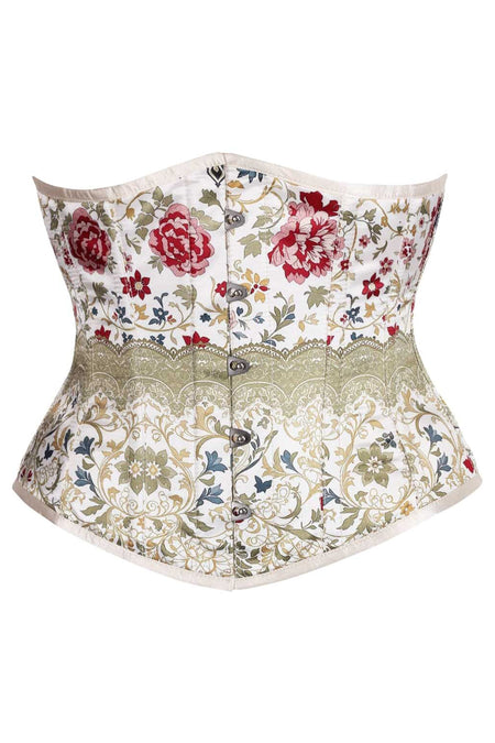 Vintage Garden Bloom Underbust Corset – Floral Tapestry Elegance
