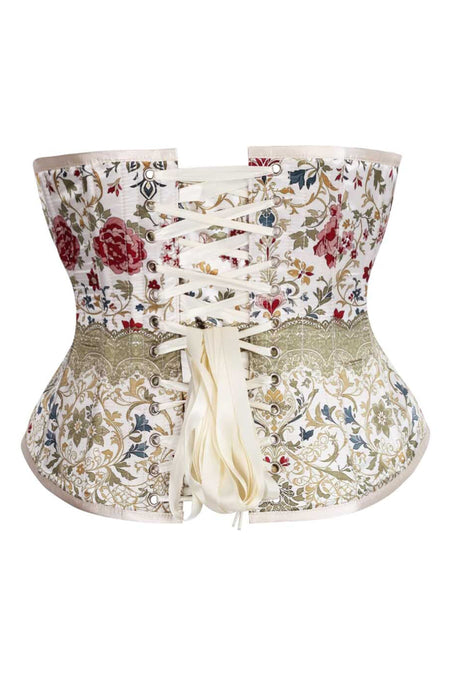 Vintage Garden Bloom Underbust Corset – Floral Tapestry Elegance