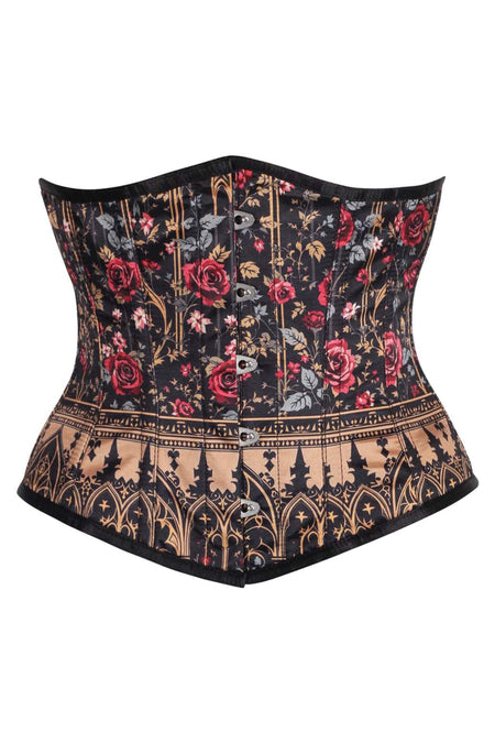 Gothic Rose Cathedral Print Underbust Corset