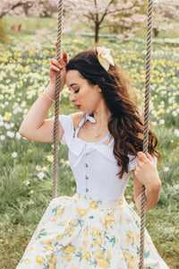 White Cotton Overbust With Sleeves And Shoulder Straps