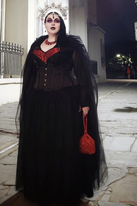 Black Red Burlesque Halterneck Corset