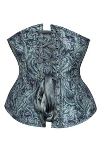 Blue Print Overbust Corset with Detachable Sleeves