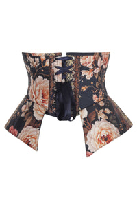 Midnight Bloom Underbust Corset with Peplum Panels