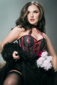 Burgundy Mesh Overbust Lingerie Corset