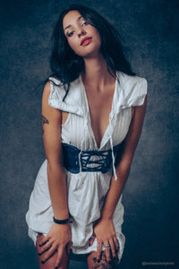 Denim Corset Inspired Front Tie Belt