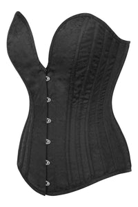 Corset Story BC-055 Black Brocade Overbust Corset with Plunge Neckline