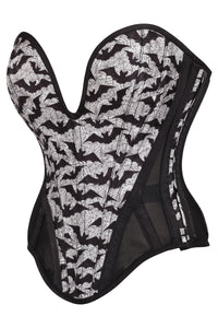 Plunge Sweetheart Bat Print Corset