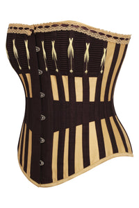 Gold and Brown Overbust Corset with Flossing