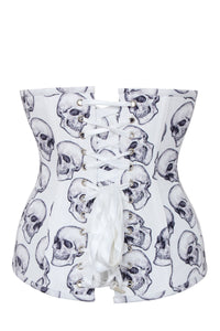 Corset Story CSFT170 White And Grey Skull Gothic Longline Underbust Corset