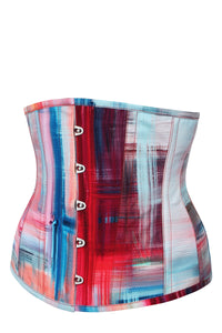 Corset Story MY-621 Abstract Red and Blue Brushstroke Underbust Corset