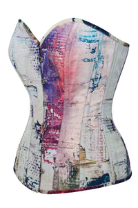 Corset Story MY-632 Vibrant Purple and Cream Snakeprint Overbust Corset