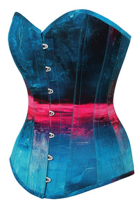 Corset Story MY-644 Stormy Night Blue and Pink Longline Overbust Corset