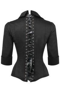 Corset Story SST025 Black Cotton Corset Shirt