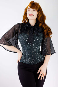 Corset Story WTS602 Astronomy Black Overbust Cotton Corset