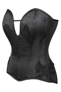 Corset Story WTS947 Black Satin Lace Applique Overbust Corset